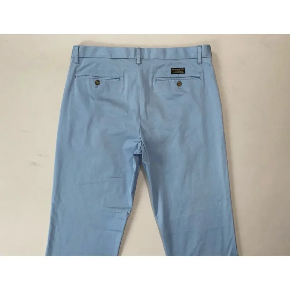 Banana Republic Aiden Fit Flat Front Stretch Chino Pants in Coastal Blue. 34X31.